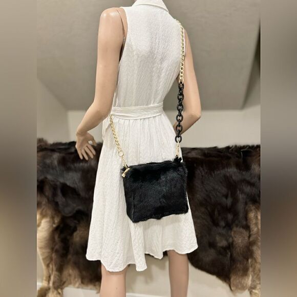 Handmade Genuine Goat Hair-on Hide Wristlet/Shoulder Bag/ Crossbody - Picture 6 of 16